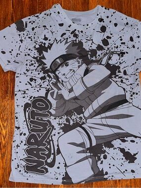 Men’s XL Blue and Black AOP Naruto Graphic Shirt